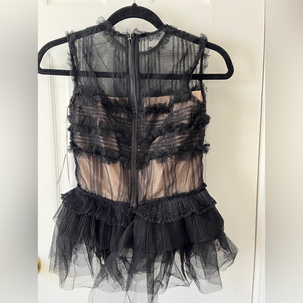 Black Sheer Ruffled Top - Picture 2 of 6